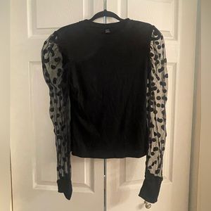 SHEIN long sleeve polkadot top. Size large color black.
